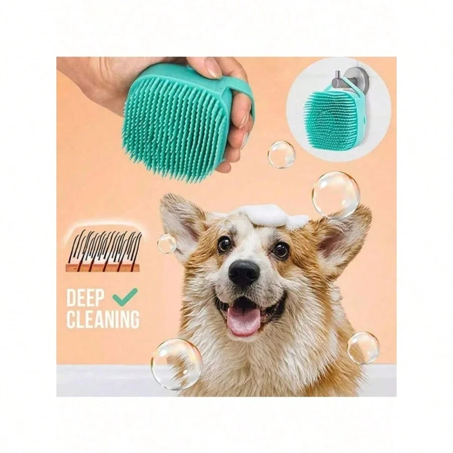 Pet Shampoo Brush,Dog/Cat Bath Brush, Silicone Pet Brush With Shampoo Dispenser,Pet Grooming,Silicone Massage Rubber Bath Comb With Shampoo Dispenser,Dog Brush, Cat Brush,Cat Bath, Dog Bath,Dog/Puppy Massage Brush,Pet Silicon