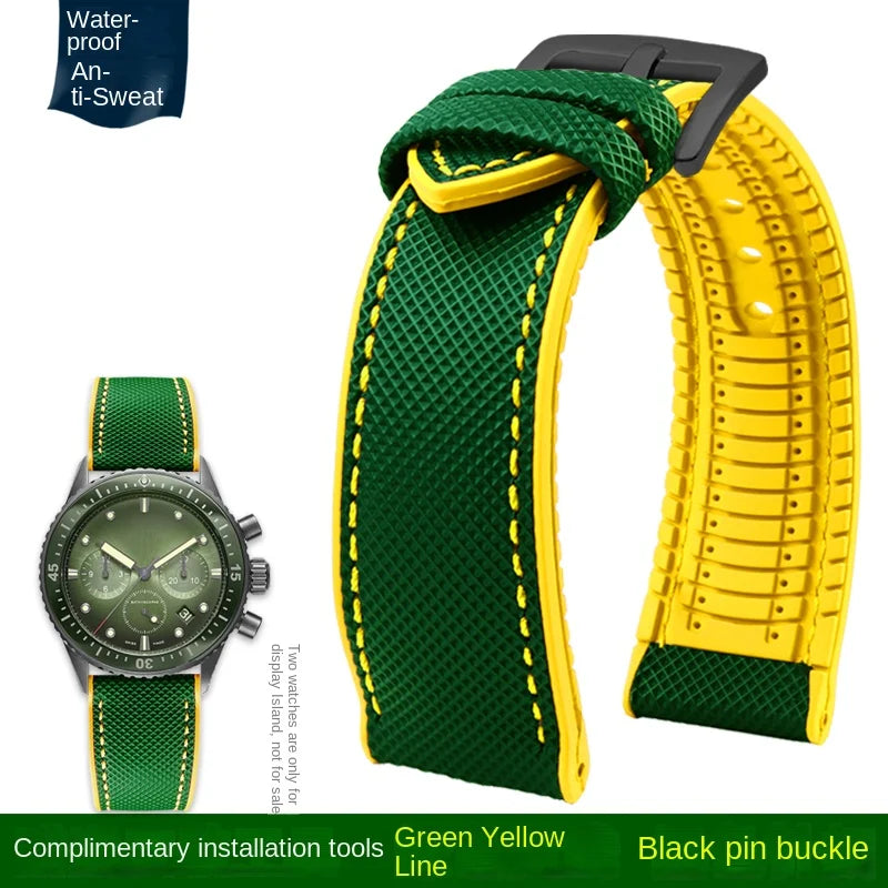 For Longines Seiko water ghost Hamilton series nylon rubber Bottom watch strap 20mm 22mm 23 Strap Men soft Waterproof Wrist Band