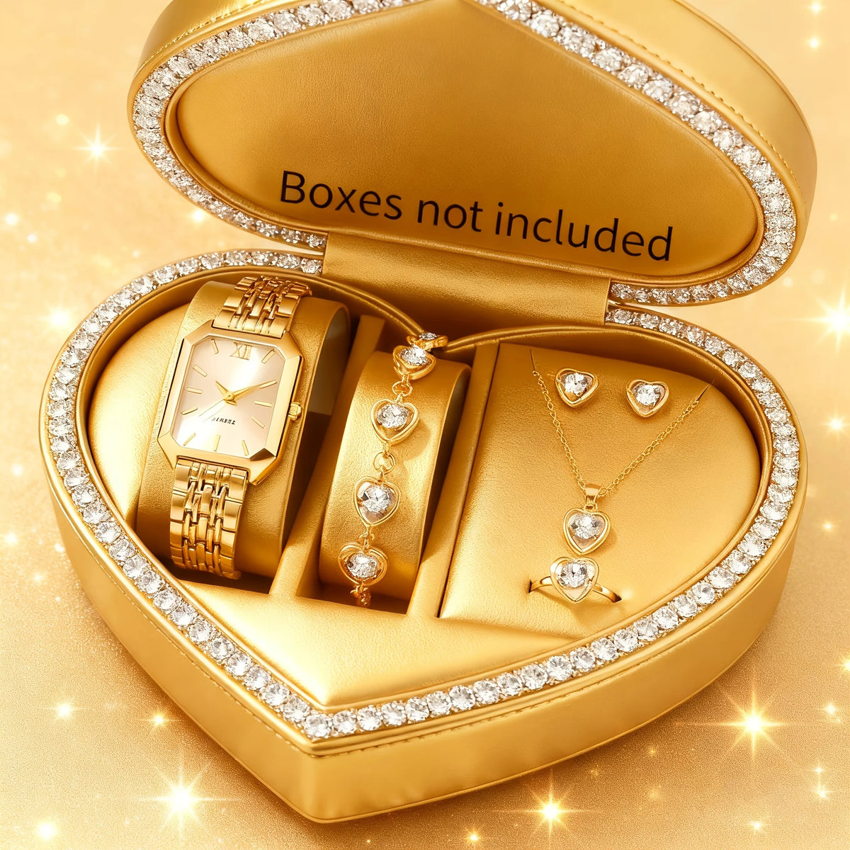 6-piece/set elegant and minimalist women's watch, quartz women's watch, square dial women's watch set