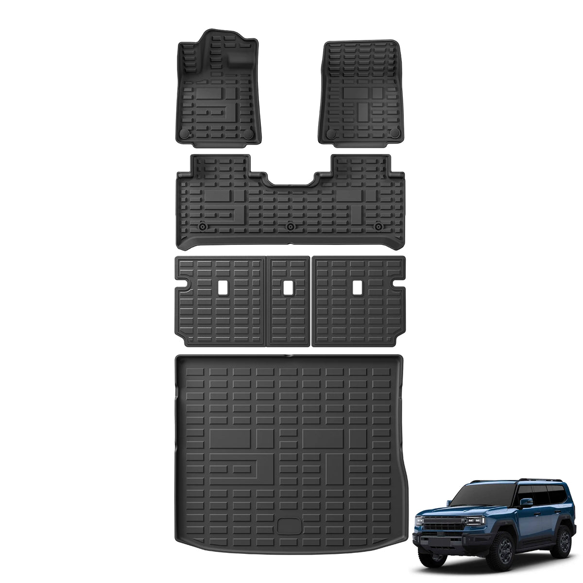 Smabee Left Drive for Jetour G700 2025‑2026 5‑Seat Car Floor Mats Cargo Liner Trunk Pad TPE 3D Foot Mat Accessories Black