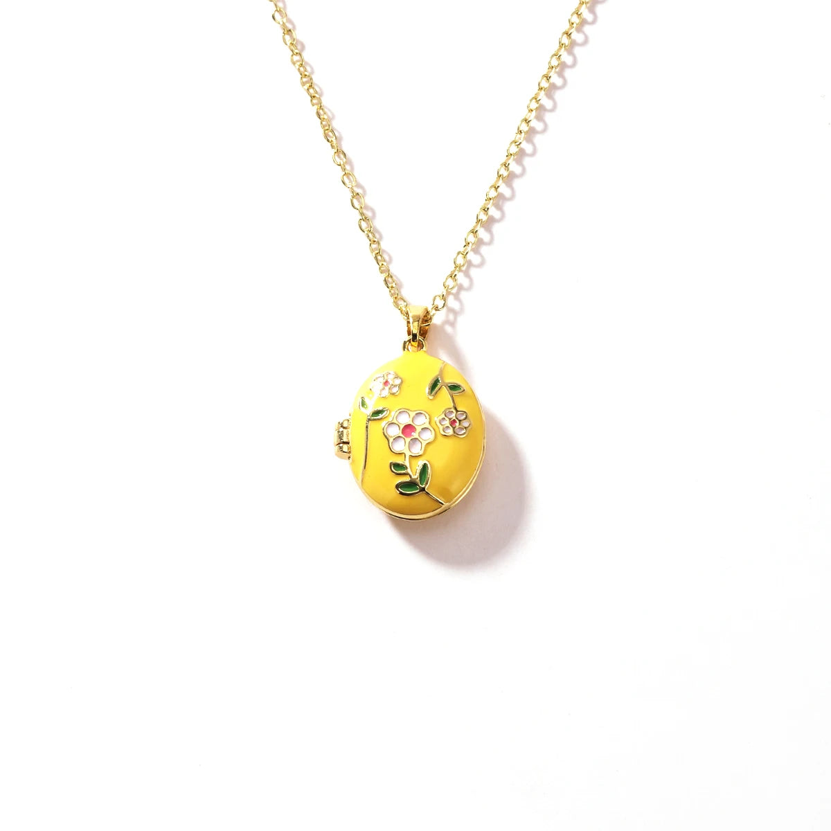 Vintage Enamel Heart Photo Locket Pendant Necklace for Women Minimalist Luxurious Non-Fading Stainless Steel Jewelry Accessory