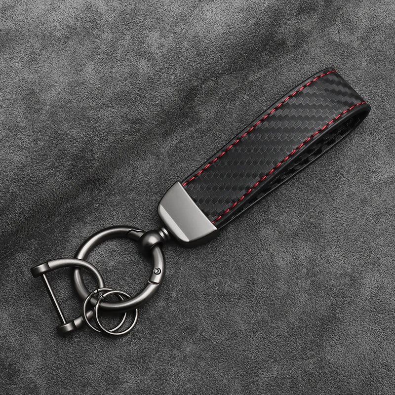 Car Key Chain Carbon Fiber Keychain Luxury Keyring Buckle Car Key Ring Men Women Business Gift Car Key Strap Accessories