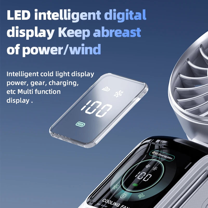 HOMEFISH 2026 new ice pack high-speed fan, semiconductor refrigeration handheld fan, portable charging folding small fan