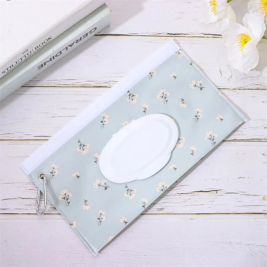 EVA Baby Wet Wipe Pouch Snap-Strap Refillable Wet Wipes Bag Flip Cover Tissue Box Outdoor Useful Baby Stroller Accessory