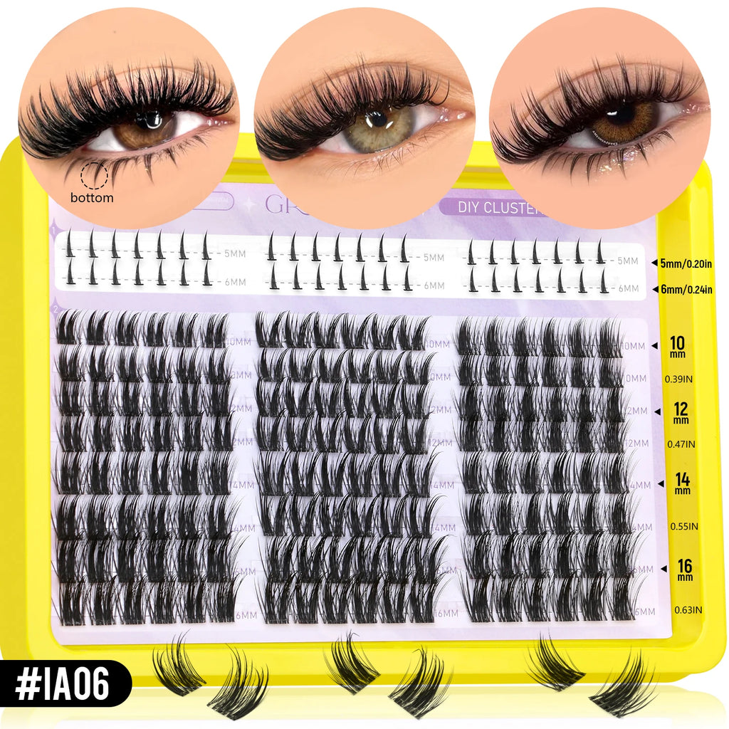 GROINNEYA Manga Lashes Cluster Lashes Natural Eyelash Extension Cluster Natural Volume Individual Lashes Mixed Tray Lashes