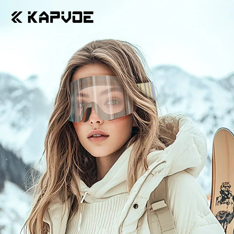 KAPVOE Magnetic Snow Goggles Double Layer Anti-Fog UV Protection for Skiing Snowboarding High-definition Clarity Unisex Skiing