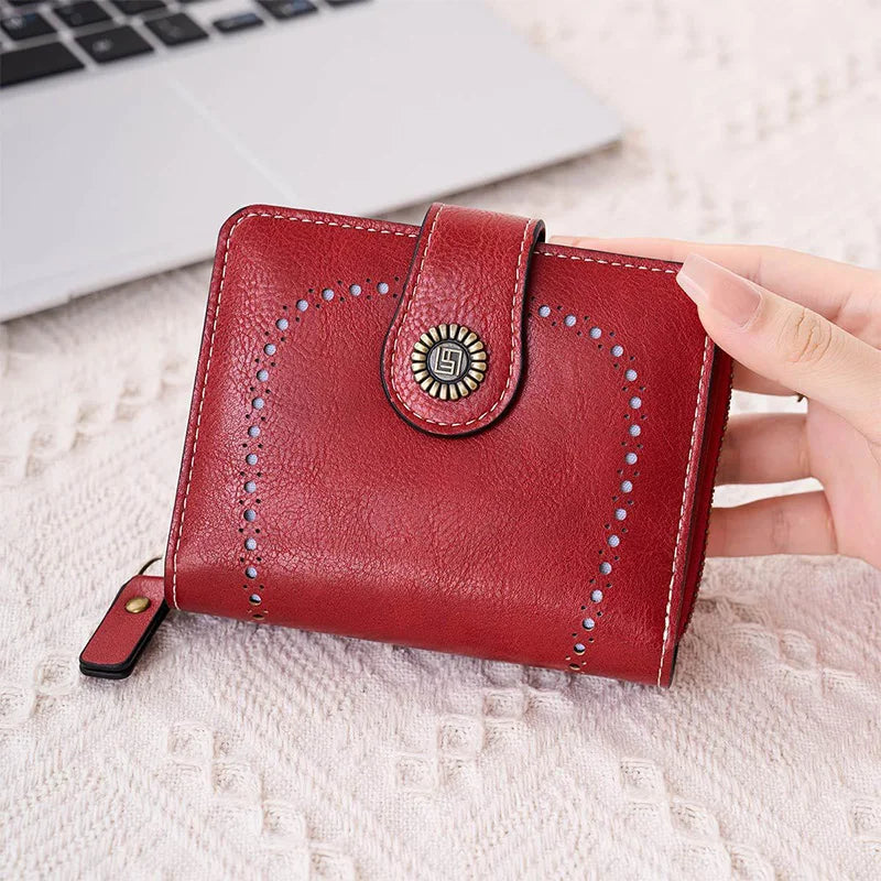 WERLLANDS PU Leather Cutout Embossed Vintage Snap Multi-Card Wallet