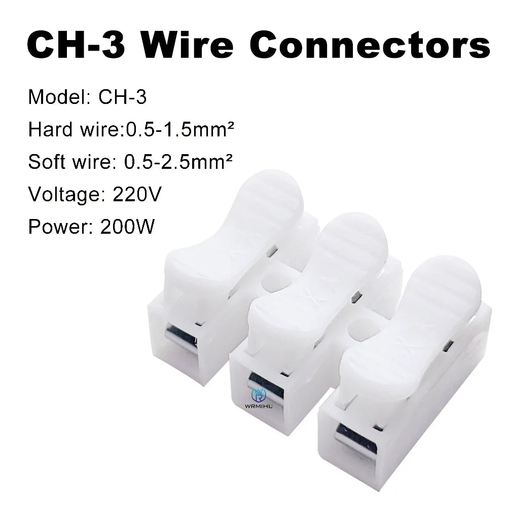 CH-2 3CH Cable Wire Connector Fast Wiring Terminals Welding Quick Spring Clamp Wire Quick Connector No Screw Terminal Block 2/3P