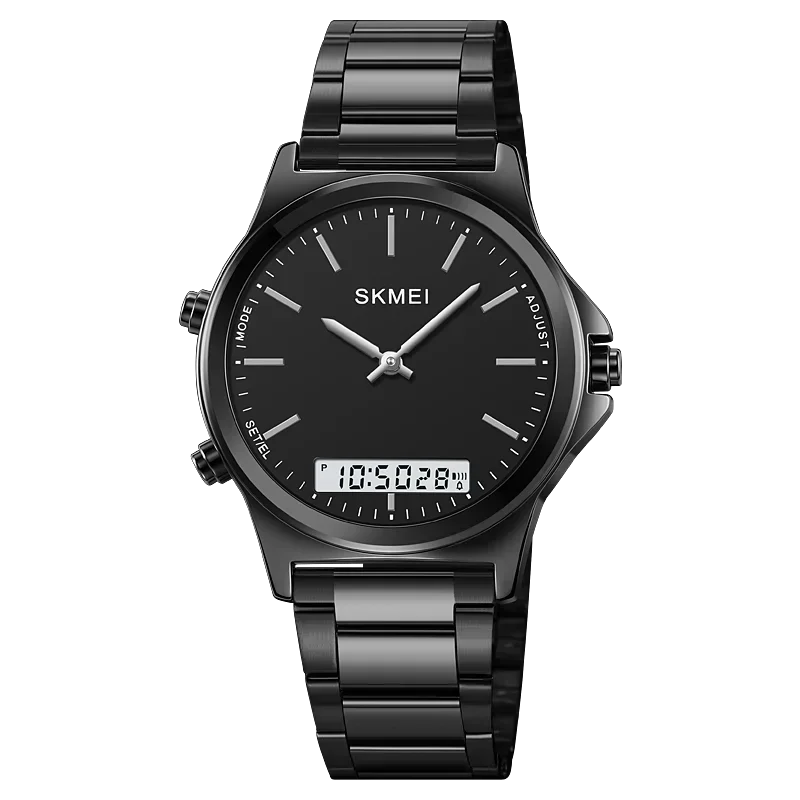 SKMEI 2120 Digital Quartz Watch for Men Waterproof Sport Dual Display Stainless Steel Mens Wristwatches Alarm Clock Reloj Hombre