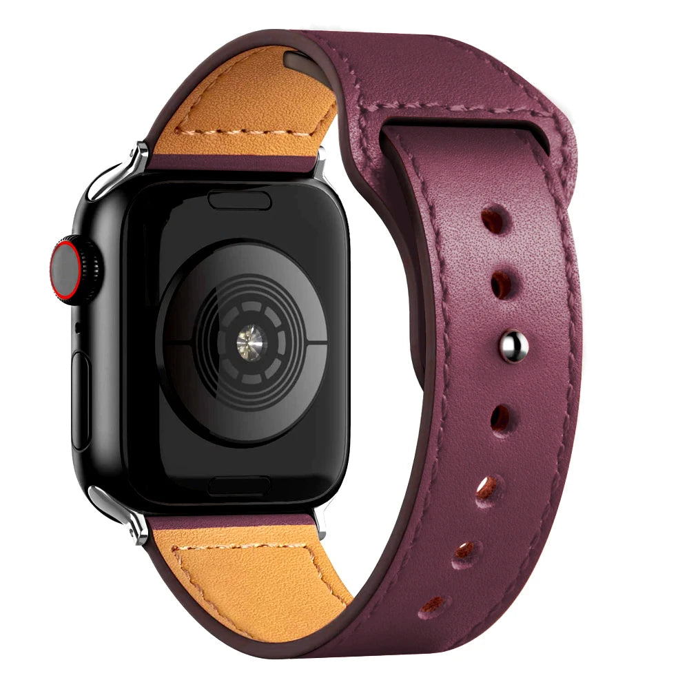 Leather band For Apple watch strap Ultra 2 49mm 44mm 40mm 38mm/42mm wrist bracelet for iWatch series 10 9 8 7 4 5 6 se 41mm/45mm