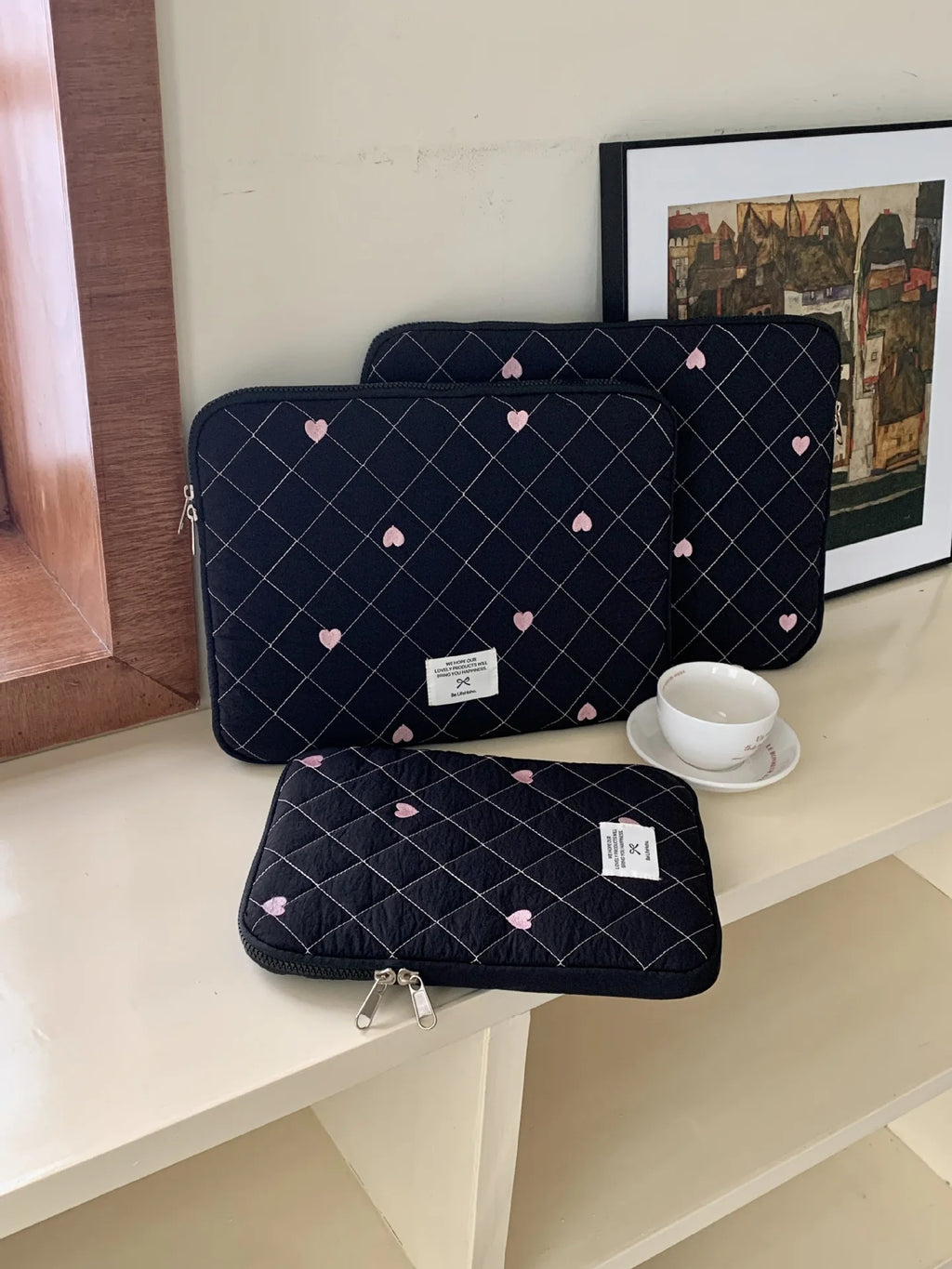 Cute Print Love Embroidery Laptop Bag 11 13.3 14 15 15.6 16 Inch Computer Bag Protection Case Laptop Sleeve Computer Case Bag