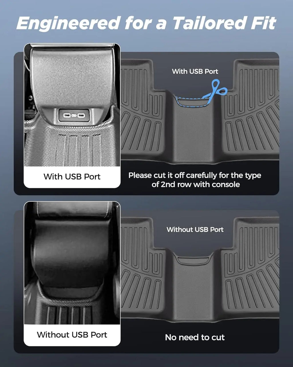 All-Weather TPE Floor and Trunk Mats for Hatchback Cars, Black, Full Set for Specific Years