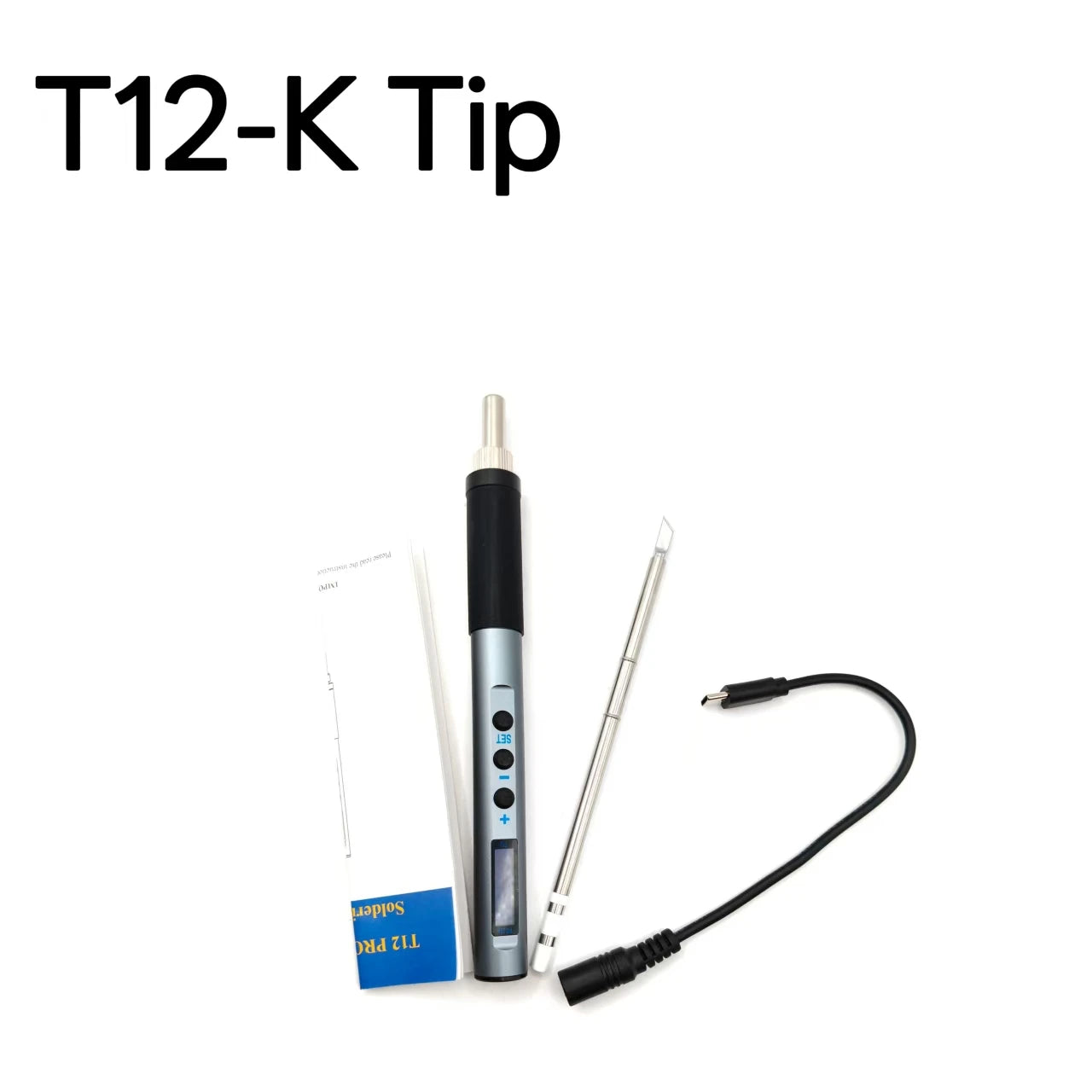 PTS100 T12 Soldering Iron Type-C Powered, PD Fast Charge, 65W High Power, Full Metal CNC Body, Adjustable Temperature