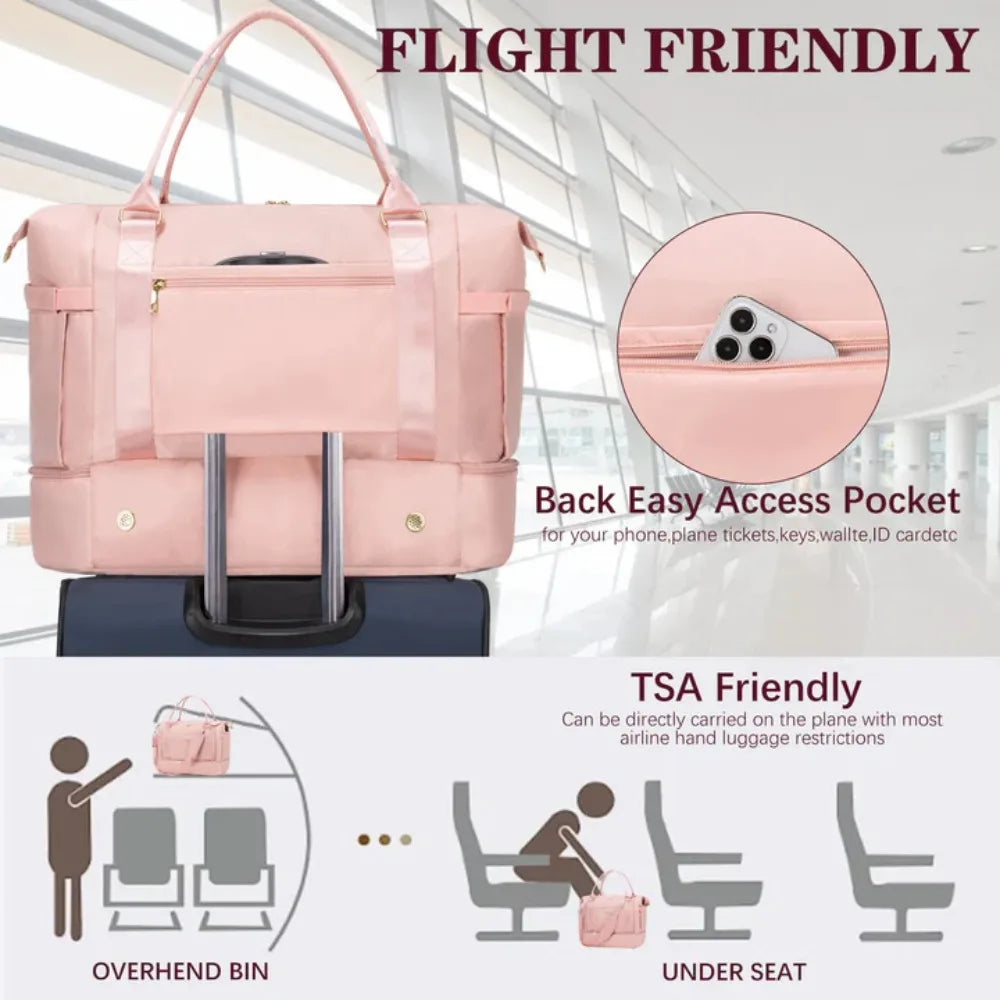 Waterproof Travel Luggage Bag Large Capacity Dry Wet Separation Sports Bag with USB Charging Port Gym Yoga Handbag for Traveling