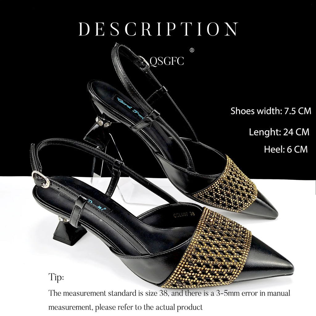 Fashion Three-Dimensional Hard Bag Sequins Decoration Lady Fashion Elegant Shoes and Bag Set Women Shoes