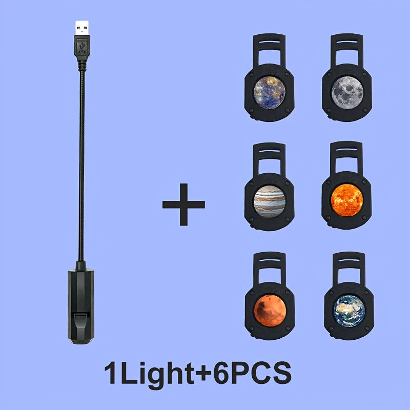 USB Galaxy Projection Lamp,10pcs Patterns LED Light Projects Starry Sky Galaxy Atmosphere Light Festive Decoration Creative Gift