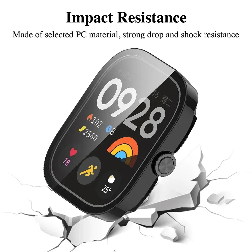 PC Case+Glass for Xiaomi Redmi Watch 4 3 Tempered Glass Anti-scratch Film Bumper Protective Cover for Redmi Watch 3 Active/3Lite