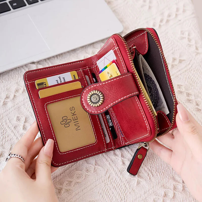 WERLLANDS PU Leather Cutout Embossed Vintage Snap Multi-Card Wallet