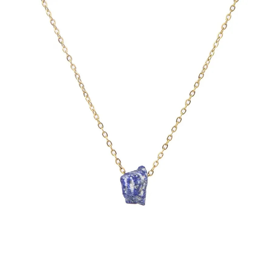 Natural Crystal Stone amethyst citrine Irregular stone agate Pendant Necklace with Stainless Steel gold Chain Gemstone Jewelry