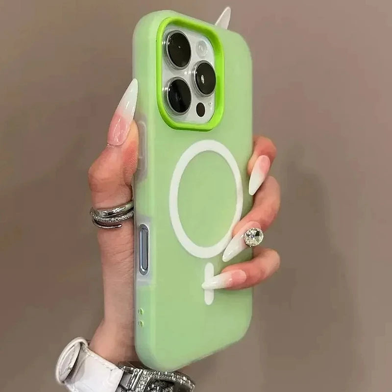 Luxury Candy Wireless Charge Matte Phone Case For iPhone 11 12 13 14 15 16 17 18 Pro Max Plus Air Magnetic Bumper Cover