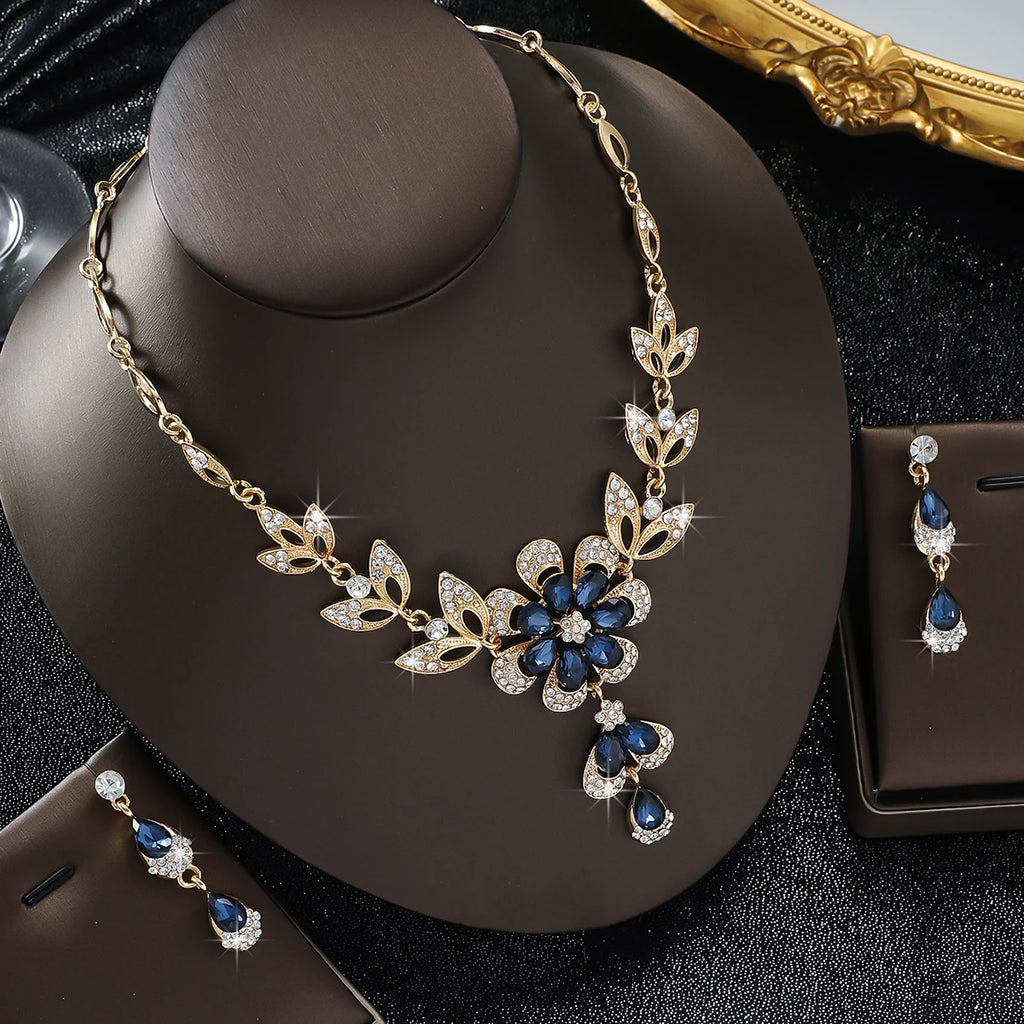 Luxury Color Matching Unique Necklace Earring Set Date Party Banquet Bridal Wedding Dress High End Jewelry