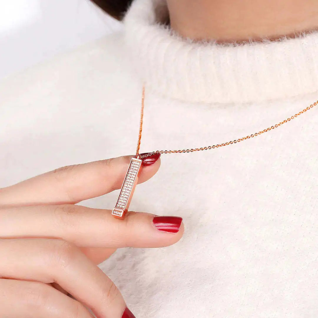 I Love You - Hidden Message Necklace Personalized Hidden Slider Necklace Retractable rod necklace with hidden message