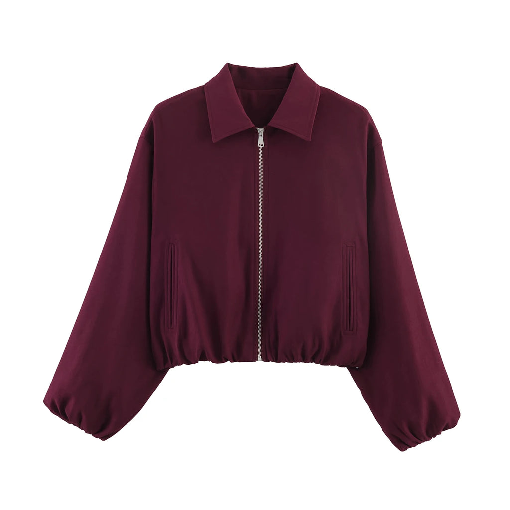 SLTNX Women's Bomber Jacket Zip Puffed Varsity Jackets for Women Cropped Demi-season Jacket for Women Coats New Outerwears