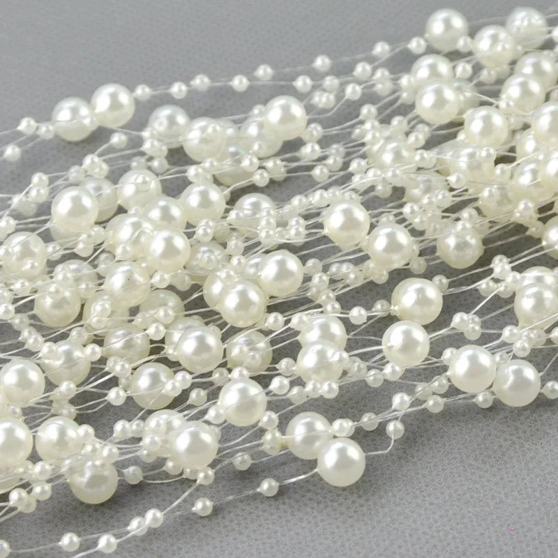 5/10Meters Artificial Pearls Chain Fishing Line Beads Garland Chain For DIY Bridal Bouquet Craft Flower Wedding Party Decoration