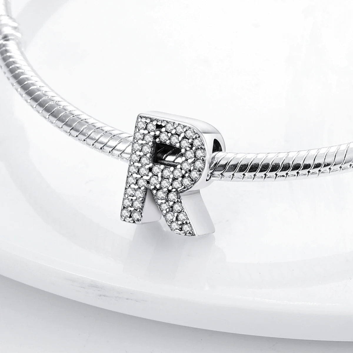 26 A-Z Alphabet Beads 925 Sterling Silver LOVE Letter Charm Fit Original Bangle Charms Bracelet CZ Zircon Bead Jewelry