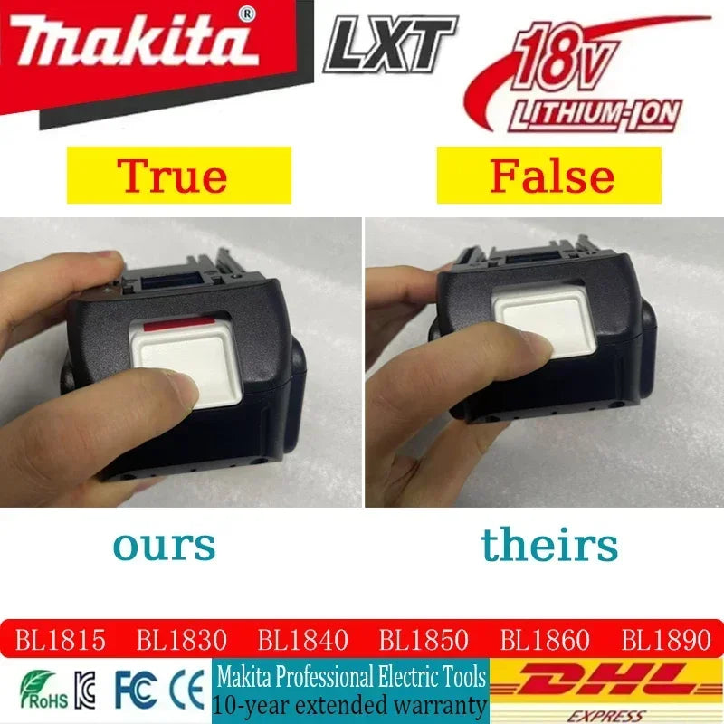 100% Genuine 18V Makita 6Ah Makita Battery BL1840 BL1830B BL1850B  Replacement Lithium Battery