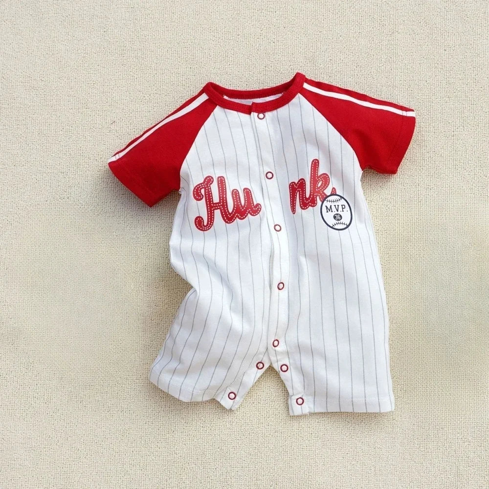Summer Comfortable Baby Boy Jumpsuits 0 to 18 Months Rompers Boys Clothes Cotton Short Sleeve Bodysuit Sports Onesie Overalls