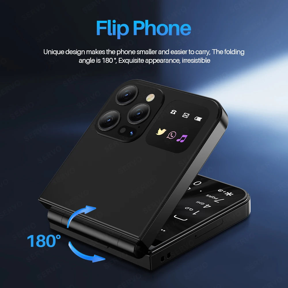 SERVO A50 PRO Flip Mobile Phone 2 SIM Standby Speed Dial Call Recording Blacklist Flashlight 2.4" Display 2G Foldable Cellphones