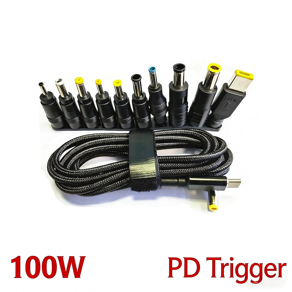 100W Type-C DC Power Adapter, USB-C Fast Charging Cable For Lenovo Asus HP Acer Laptop