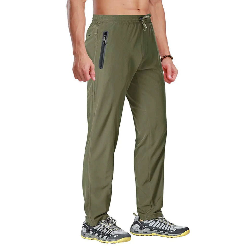 TACVASEN Outdoor Pants Men Quick Dry Straight Running Hiking Pants Elastic Lightweight Yoga Fitness Exercise Sweatpants Joggers