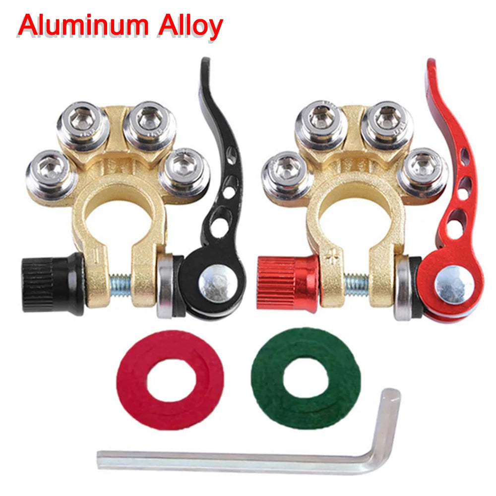 2Pcs Car Battery Terminal Connectors Quick Release Disconnect 12V 24V Positive Negative Battery Cable Ends for SAE/JIS Type Car