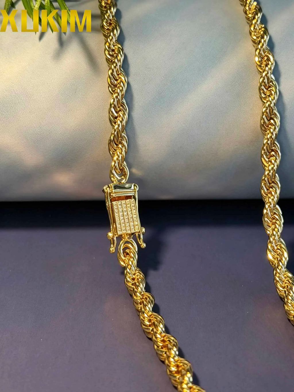 XUKIM Fashion Jewelry Cordell Chain Kejsarlänk Upgrade 6mm Rope Chain Setting Diamond Clasp Gold Box Clasp 7mm Rope ChainX