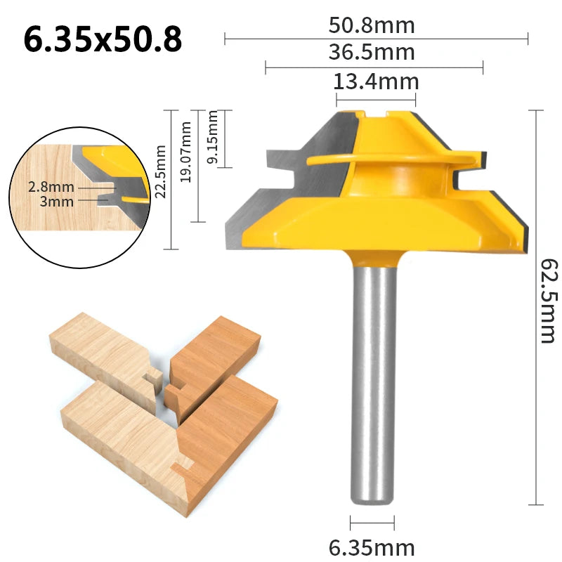 1Pc 45° Degree Lock Miter Router Bit Woodworking Milling Cutter For Wood Tools