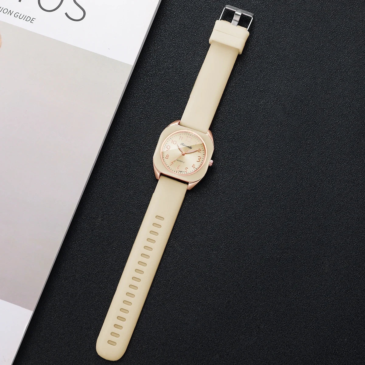 Luxury Women Square Quartz Watch Silicone Band Arabic Dial Ladies Casual Wrist Watches Relogio Feminino（Without Box）