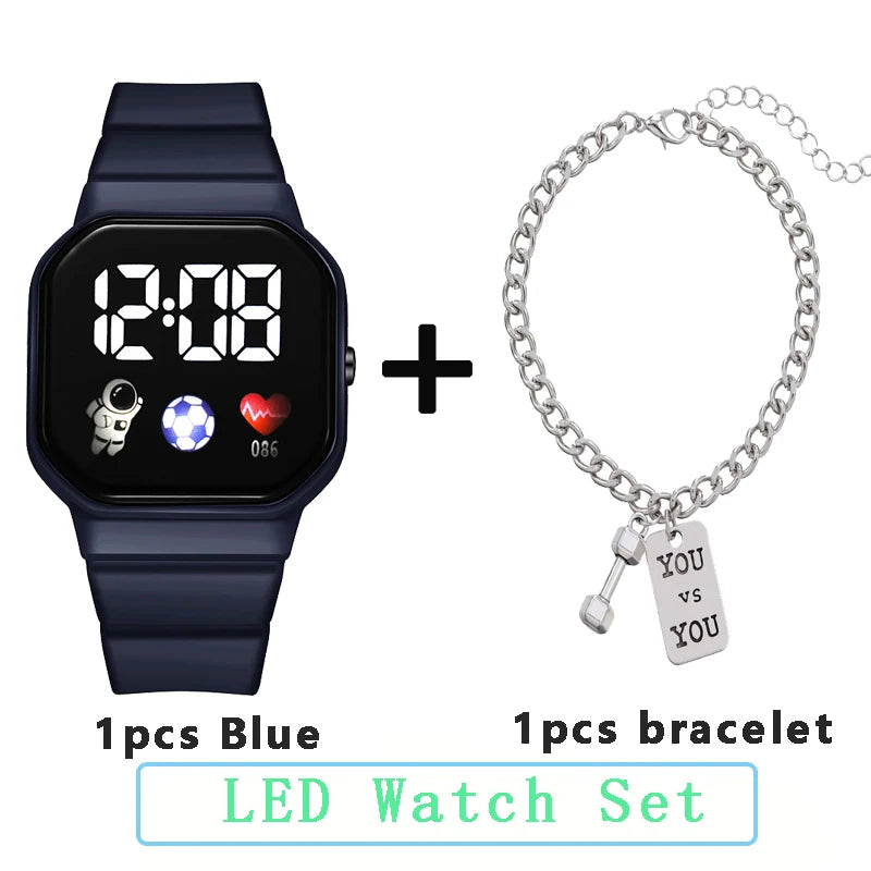 NEW Kids Watches with Bracelet Sport LED Digital Watches Silicone Strap Sport Electronic Wristwatch for Children Boys Girls Gift