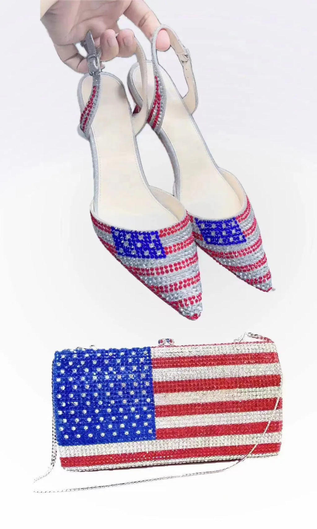 INSIGHTLINK Women High Heels Rhinestones Shoes And Bag Set Party Wedding Gems Diamond high-heeled Stiletto sandals and Clutch
