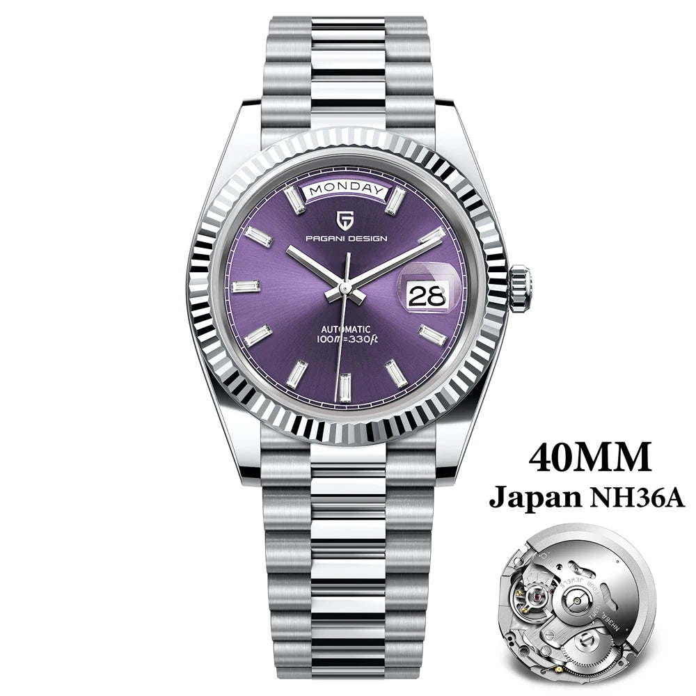 PAGANI DESIGN 2026 New Luxury Rose Gold DD40 Automatic Watch For Men NH36A Mechanical Wristwatch Men Stainless steel Waterproof