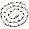 HNSP 316L Stainless Steel Men Necklace Bamboo Rice Bead Chain Silver Color Waterproof Simple Link Chain For Men Women Jewelry