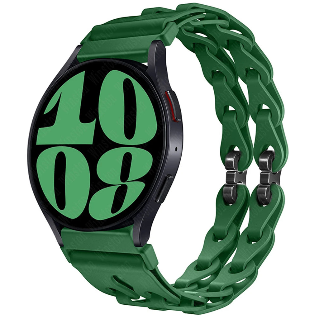 22mm 20mm Chain Strap for Samsung Galaxy Watch 7 6 5 4 6Classic Silicone Band for Huawei GT4 3Pro for Amazfit GTR 4/GTS Bracelet