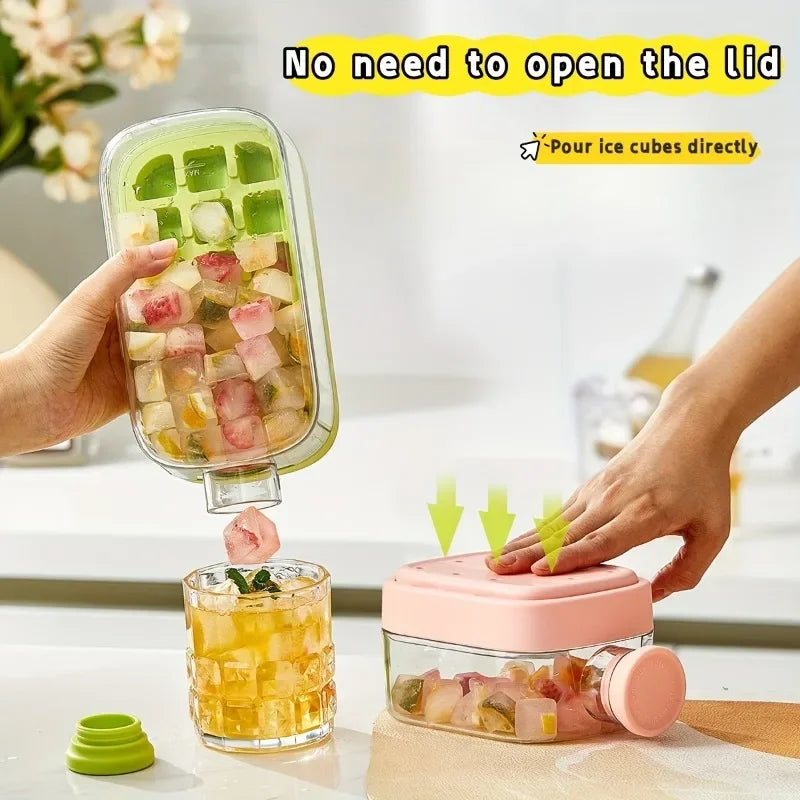 12-Grid 500/800ml Silicone Food-Grade Ice Cube Tray Large Capacity Water Bottle Combo with Lid Flexible Transparent Plastic Mold