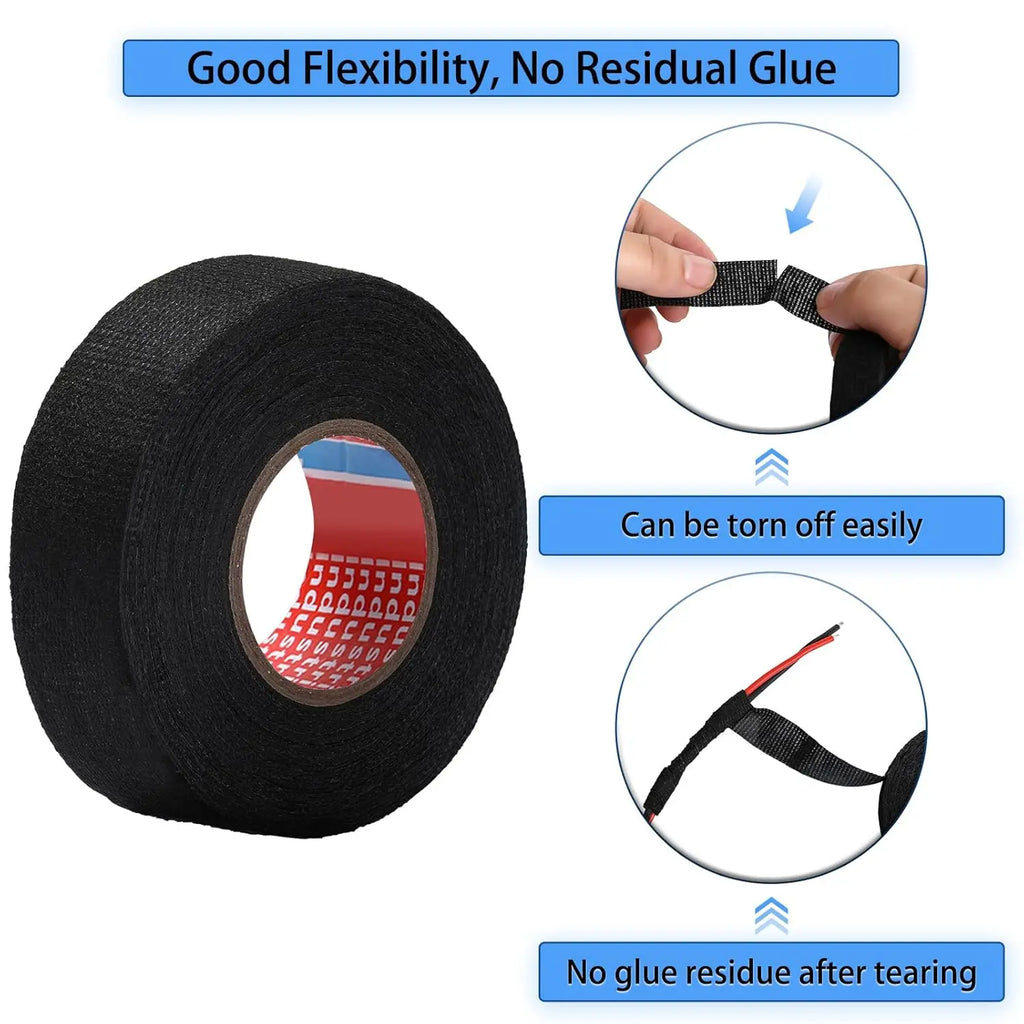 Car Cable Harness Wiring Fabric Loom Electrical Heat Tape Resistant Wiring Bundle Tape Coroplast Adhesive Automotive Cloth Tape
