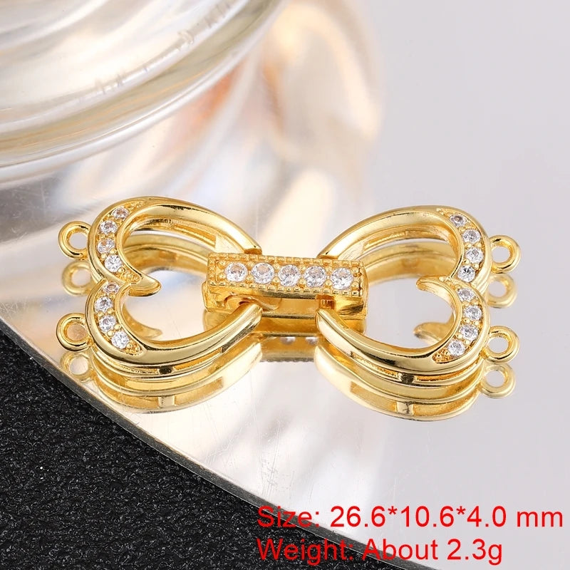Juya 18K Gold Plated Decorative Fasteners Connector Locks Pearls Clasps Accessories For DIY Needlework Beads Jewelry Making