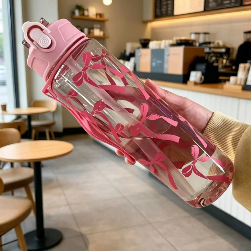 800ml/27oz Large Capacity Sports Water Bottle Leak Proof Plastic Drinking Cup With Time Scale Suitable For Travel Fitness Sports