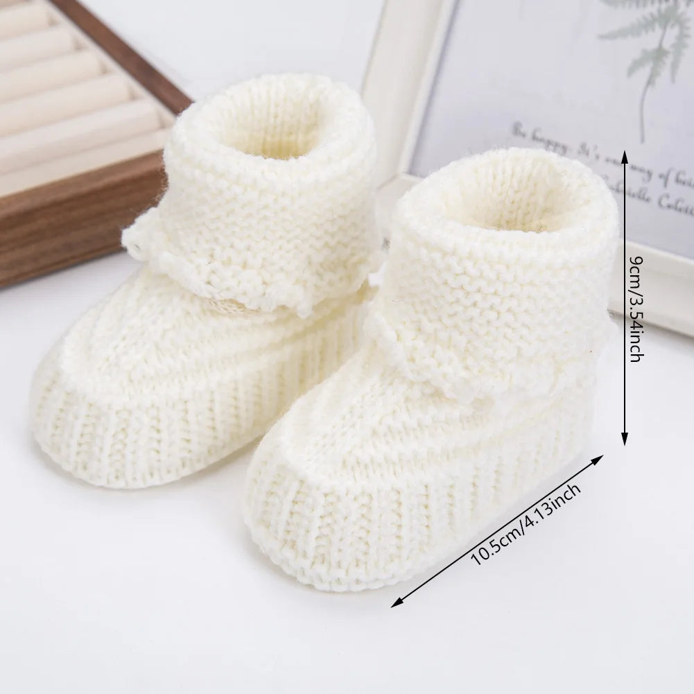 2Pcs/Pair Baby Knit Socks 0-12M Solid Cochet  Walking Socks Ins Cream Solid Color Short Socks  for Infant Boys Girls Clothing