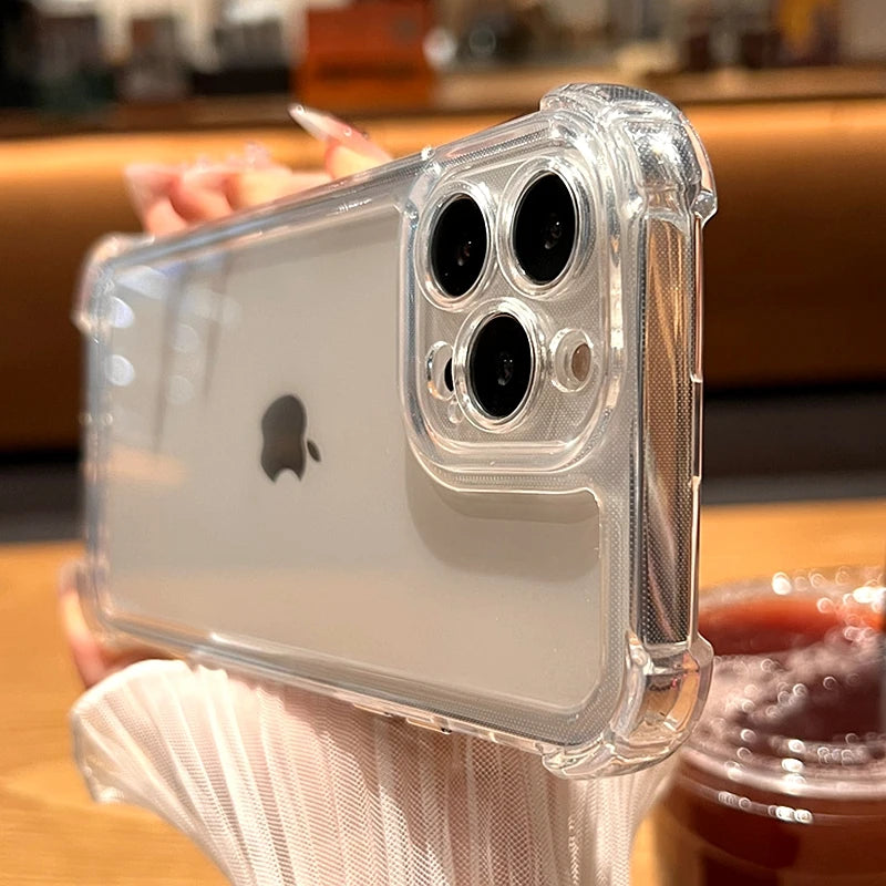 Luxury Shockproof Transparent Case For iPhone 15 14 13 12 11 16 17 18 Pro Max Plus Air Bumper Back Clear Cases Cover