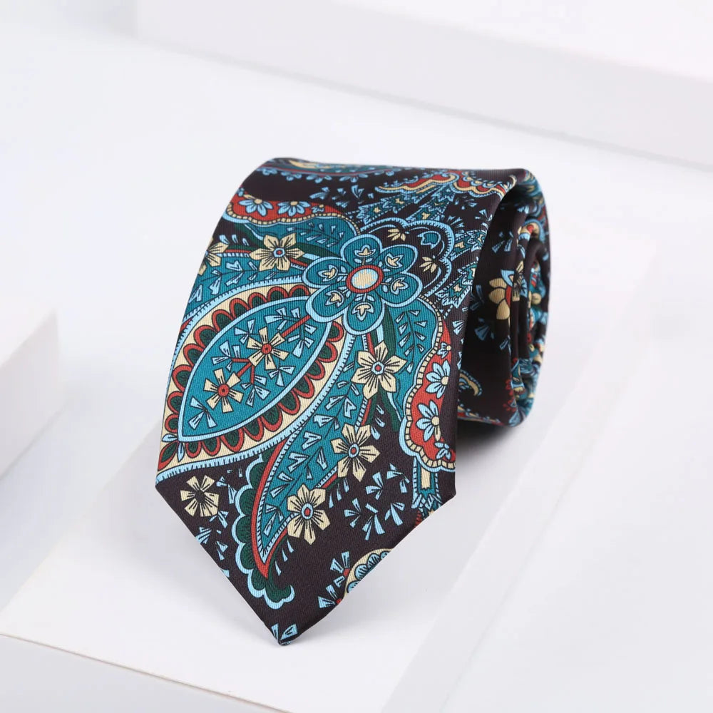 Men's Super Soft Silk Touch Ties Floral Paisley 8cm Necktie For Men Wedding Business Gravata Novelty Printing Neck Ties